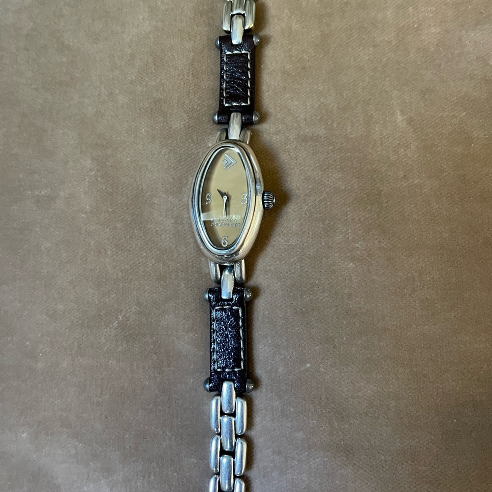 Silver and Black Oval Watch